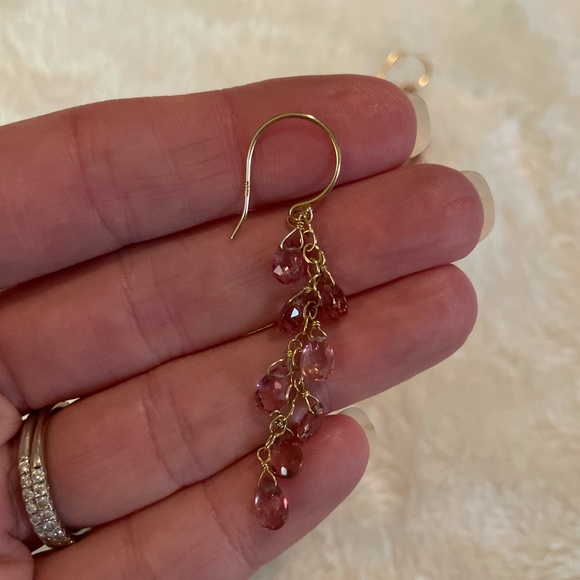 Gorgeous 14k gold and tourmaline earrings - Picture 3 of 10